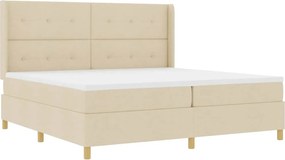 vidaXL Pat cu arcuri cu saltea cu headboard Crem 140 x 200 cm țesătură