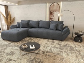 Colțar extensibil dumonde cu ladă de depozitare si sezut confortabil din spuma high-density, Berlin XL Enjoy Antracit 350x185 cm