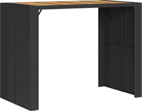 vidaXL Masă bar grădină blat lemn acacia negru 145x80x110 cm poliratan