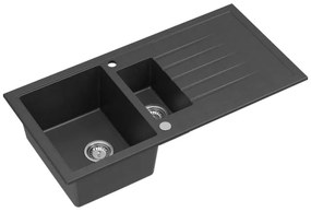 Sapho - Chiuvetă de bucătărie din granit 100 x 50 cm, neagră