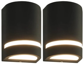 Lampi de perete pentru exterior 2 buc. negru 35 W semirotund Negru, 75 x 95 x 150 mm, 2, 75 x 95 x 150 mm