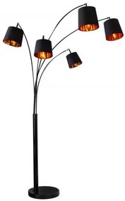 Lampadar tip arc cu 5 brate Levels negru/ auriu