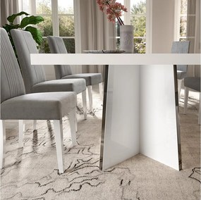 Set lemn masiv masă și scaune Mara White - 8 scaune, 250 × 115 × 76 cm