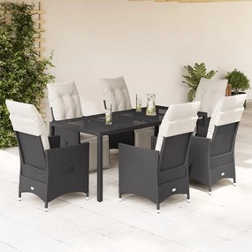 3276867 vidaXL Set mobilier de grădină cu perne, 7 piese, negru, poliratan