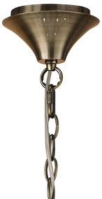 Candelabru clasic cu 9 brate LOEWE antique brass/ abajur alb