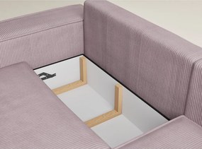 Colțar mov extensibil/cu spațiu de depozitare cu tapițerie din catifea reiată (cu colț pe partea dreaptă/în formă de ”L”) Tonga – Maison de Rêve