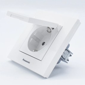 Priza cu capac Karre Plus Pansonic, ST, alba