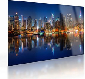 Tablou pe sticlă cu Manhattan noaptea (70x50 cm)