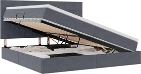 vidaXL Pat cu saltea și LED cu saltea Gri închis 200 x 200 cm Catifea