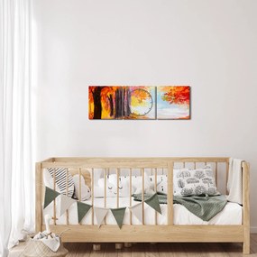 Tablou - Pictura, toamna colorată (cu ceas) (90x30 cm)