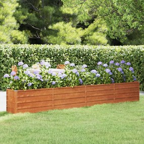 Jardiniera de gradina, gri, 320x40x45 cm, otel corten
