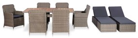 Set mobilier de exterior, 9 piese, maro, poliratan