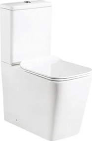 Set vas WC compact pe pardoseala Rune Isa Rimless alb cu rezervor si capac softclose