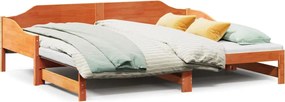 vidaXL Pat zi cu extensie fără saltele, maro, 90x190 cm, lemn masiv