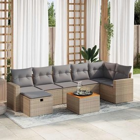 vidaXL Set canapele de grădină, 8 piese, cu perne, bej, poliratan