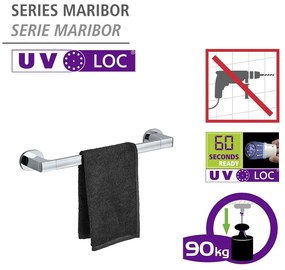 Suport pentru prosoape argintiu lucios autoadeziv din oțel inoxidabil Maribor – Wenko