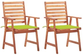 vidaXL Scaune de masă exterior cu perne, 2 buc., lemn masiv acacia