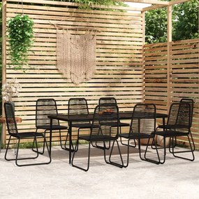 Set de mobilier pentru gradina, 9 piese, negru