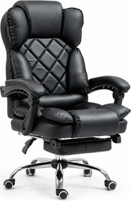 Scaun directorial, suport picioare, funcție recliner, SIB 818-2, PU, Negru