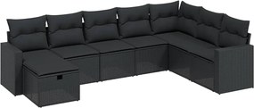 vidaXL Set mobilier de grădină cu perne, 8 piese, negru, poliratan