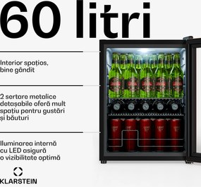 Klarstein Beersafe frigider pentru băuturi cu ușă de sticlă | 64 x 48 cm | 60 litri | 85 W | Cupru/Negru