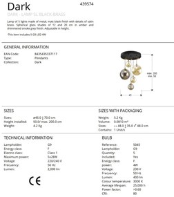 Lustra suspendata cu 5 pendule design modern Dark
