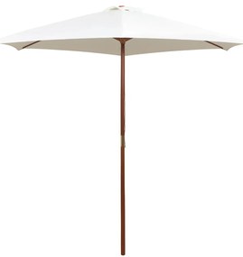 vidaXL Umbrelă de soare cu stâlp de lemn, alb crem, 270x270 cm