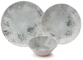 Set de masă, 18 piese, gri, din porțelan