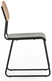 Scaune de dining negre/în culoare naturală 2 buc. cu aspect de lemn de frasin Aira – Marckeric