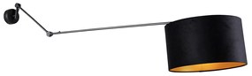 Aplică neagră cu abajur din catifea neagră 35 cm reglabilă - Blitz