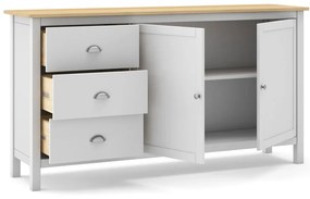 Comodă alb/natural joasă din lemn de pin 150x80,5 cm Misti – Marckeric