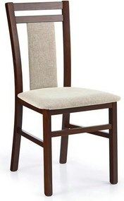 Scaun tapitat HUBERT 8, bej/nuc, stofa clasica/lemn, 45x51x90 cm