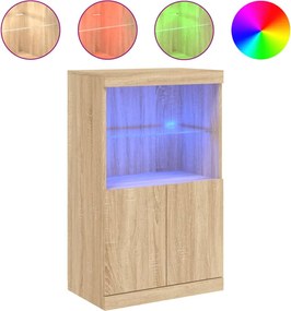 vidaXL Servantă cu lumini LED, stejar sonoma, 60,5x37x100 cm
