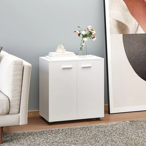 HOMCOM Comodă TV cu Roți Incluse, pentru Living sau Dormitor, 60x35x65 cm, Alb | Aosom Romania