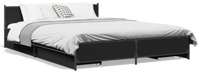 3279927 vidaXL Cadru pat cu sertare negru extralucios 150x200cm lemn prelucrat