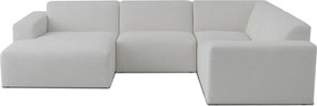 Colțar alb cu tapițerie din stofă bouclé (în formă de "U") Roxy – Scandic