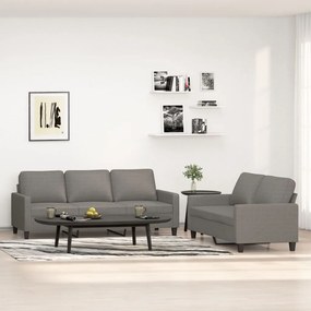 3153722 vidaXL Set de canapele cu perne, 2 piese, gri închis, textil