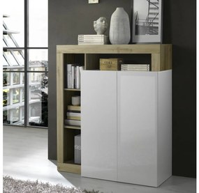 Comodă LENOR, alb/maro