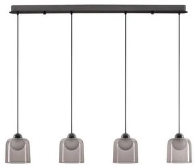 Lustra cu 4 pendule LED, Metal, Negru, Acrilic, DIONE