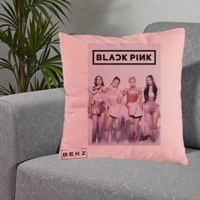 Perna Personalizata K-pop BLACKPINK Poster Roz Tinute Coordonate, 40x40 cm, Roz, Husa Detasabila, Perna Inclusa, BEKZ®