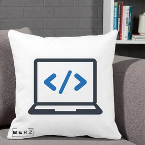 Perna Personalizata Laptop Cod HTML, 40x40 cm, Alba Mata, Husa Detasabila, Perna Inclusa, BEKZ®