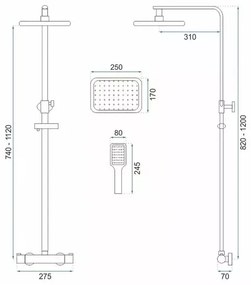 Coloana de dus cu termostat Rea Tom palarie 1 functie crom lucios