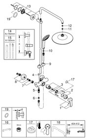 GROHE 27684001 - Sistem de duș VITALIO JOY 260, 450 mm, crom lucios