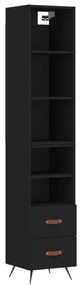 3189734 vidaXL Dulap înalt, negru, 34,5x34x180 cm, lemn prelucrat