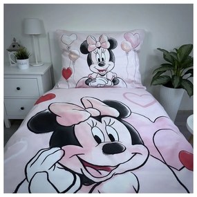 Lenjerie de pat pentru copii roz din bumbac pentru pat de o persoană 140x200 cm Minnie "Balloon" – Jerry Fabrics