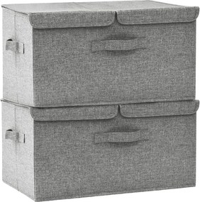 vidaXL Cutii de depozitare 2 buc. gri 50x30x25 cm material textil