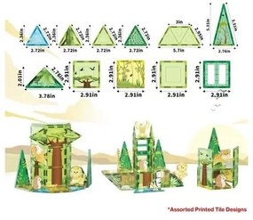 Set magnetic de construcție PicassoTiles Safari cu 8 animale
