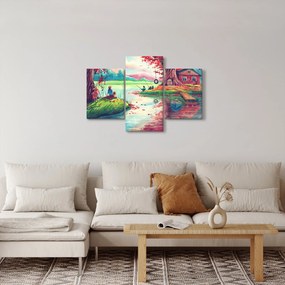 Tablou - Acuarelă, Golf într-un sat de munte (90x60 cm)