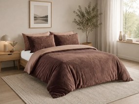 Lenjerie de pat reversibila TEDDY maro, lenjerie cocolino/microfibra Dimensiune lenjerie de pat: 2 buc 60 x 70 cm | 200 x 200 cm