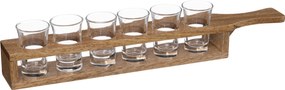 Tava pentru servirea drink-urilor, din lemn, 6 pahare